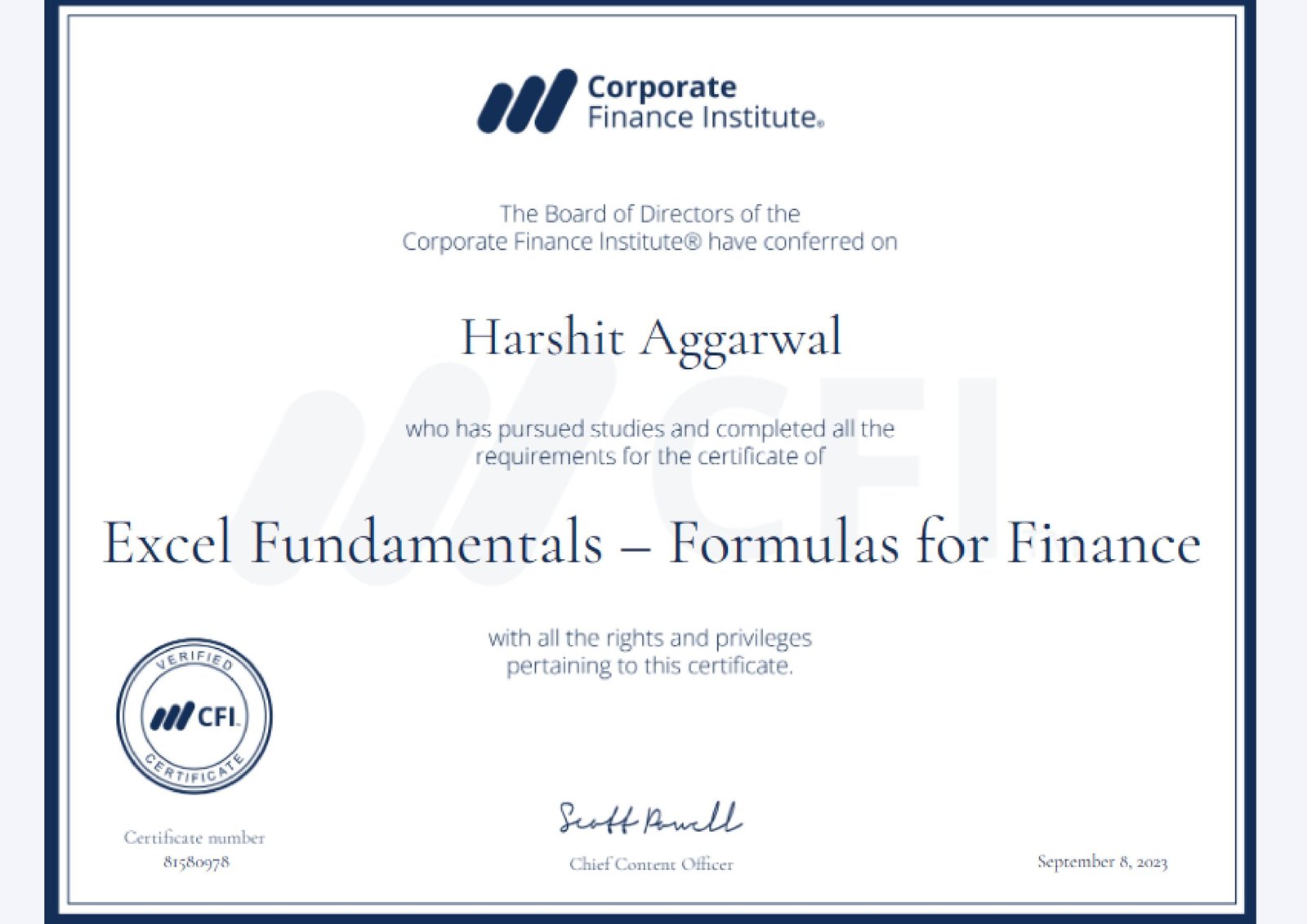 Excel Fundamentals Certificate