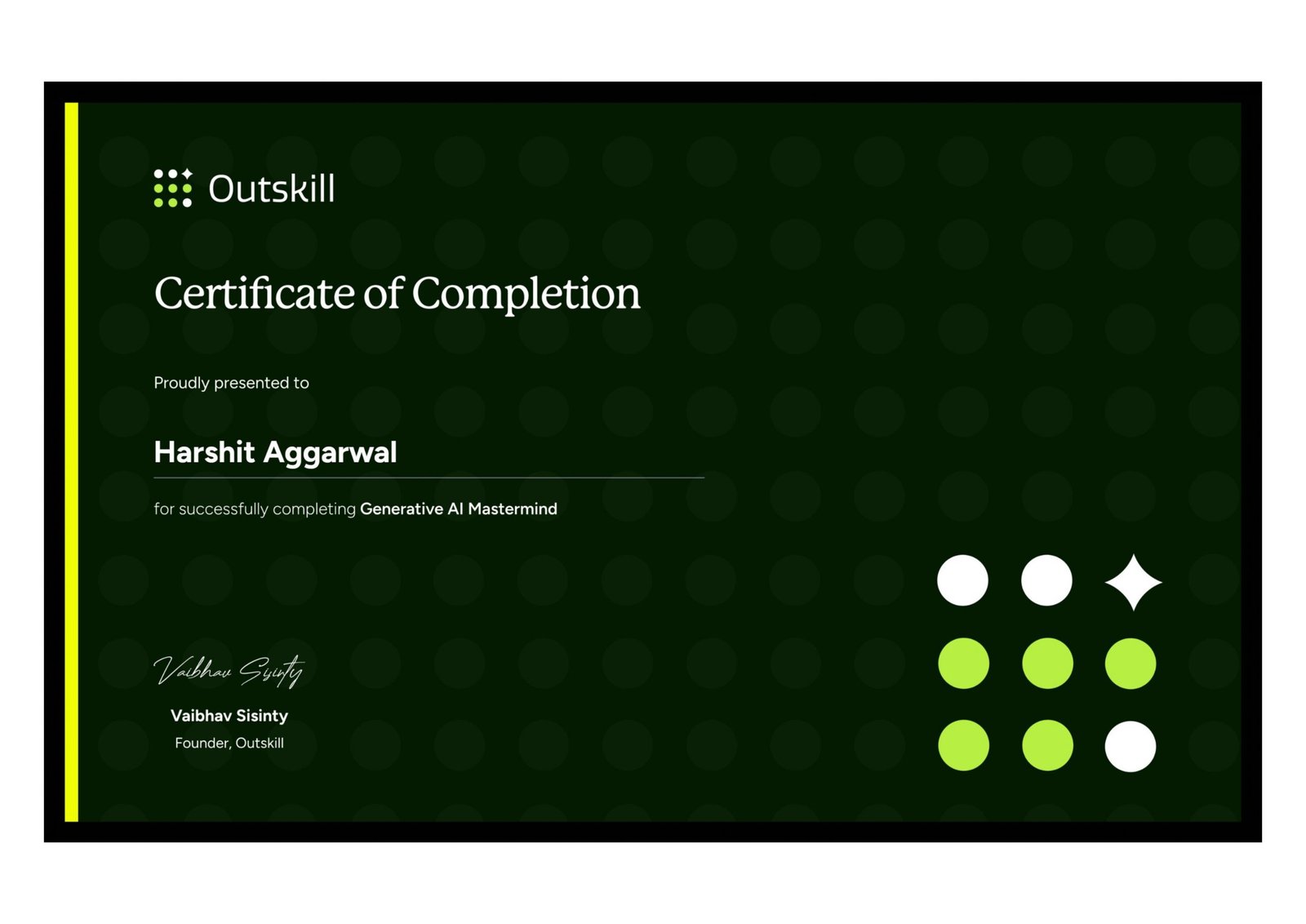 Generative AI Mastermind Workshop Certificate